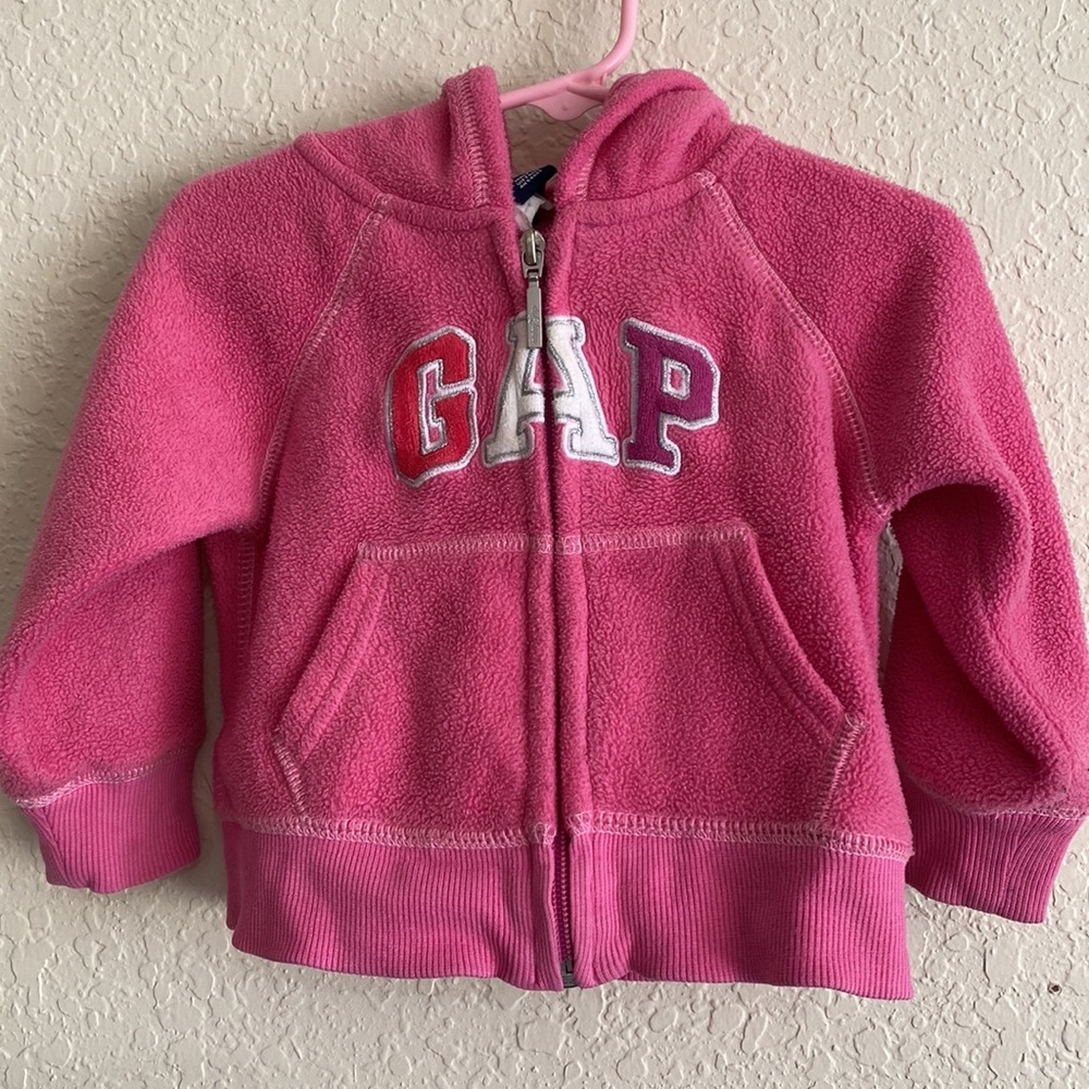 GAP Fleece Pink Hoodie Jacket. Size Toddler 12-18 Months. - Picture 3 of 7